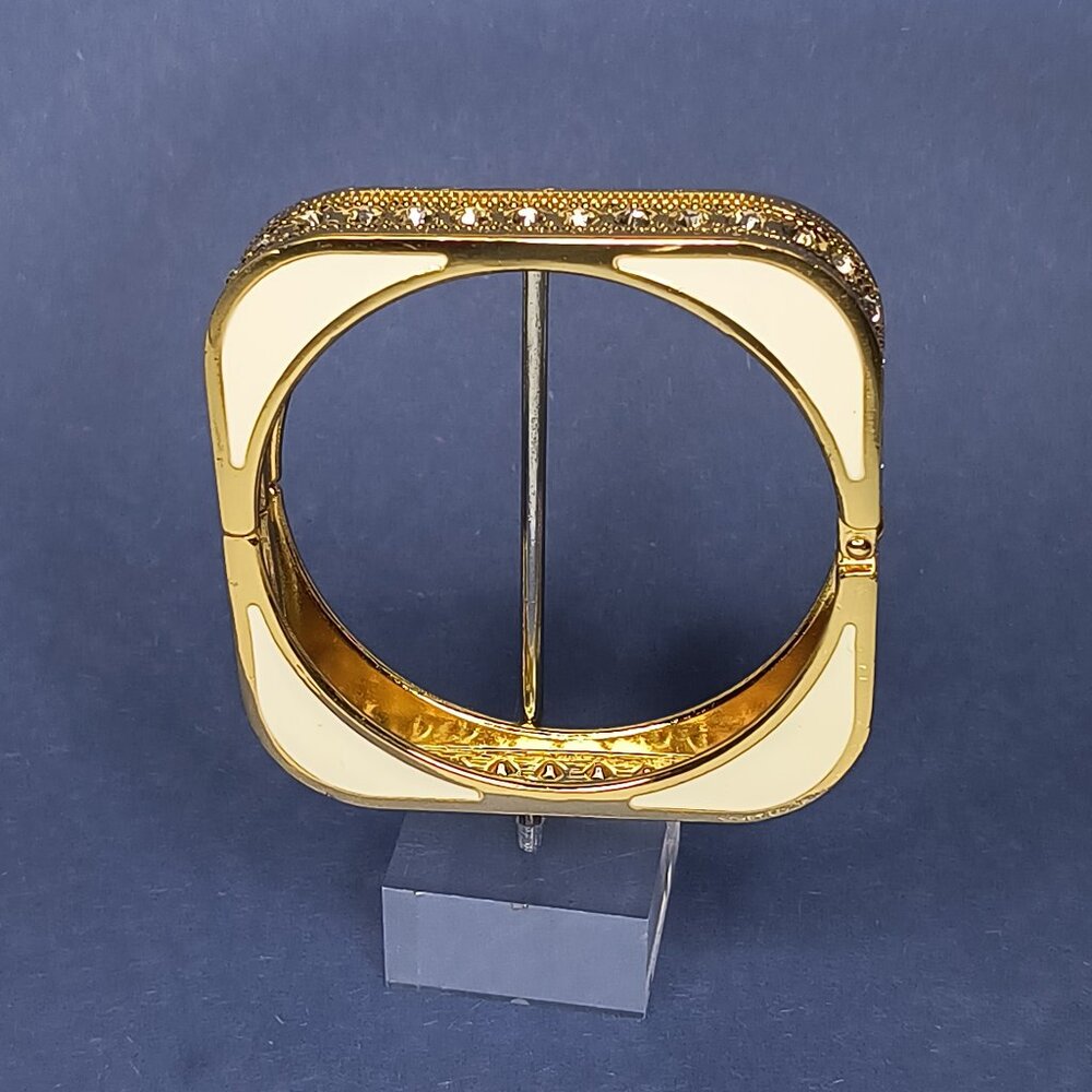 Hinged Rectangle Chunky Bangle Cuff Bracelet Casual Statement Glam Diva Size 7"